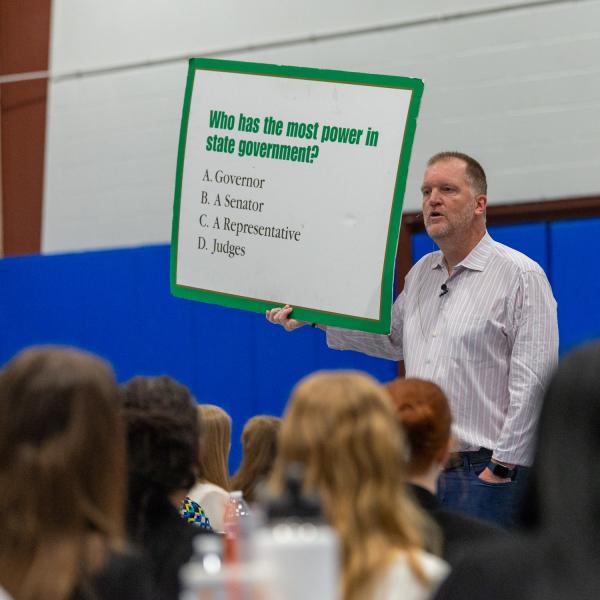A never-failing catalyst for discussion, Drew Crompton returns to campus for an energetic tutorial on the governing process. Crompton, an attorney with McNees Wallace & Nurick in Harrisburg, is a former Commonwealth Court judge and served for decades as a legislative aide.