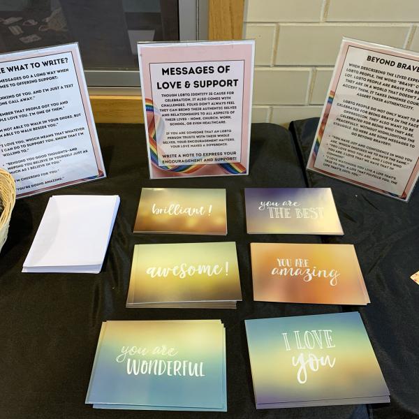 A stack of cards awaits personalized notes of encouragement between friends.