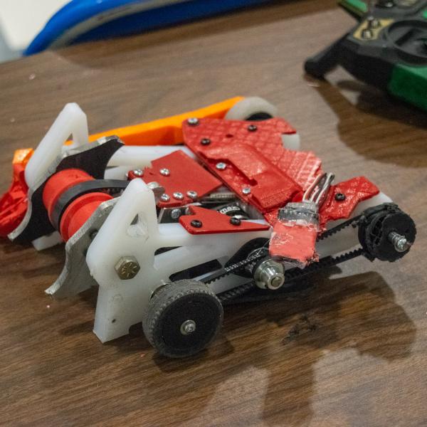 Accented in red ... and ready for action