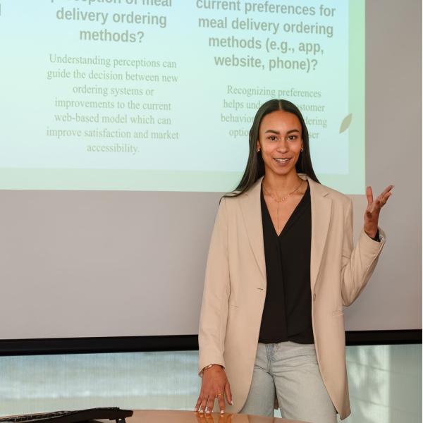 Business student in a conference room