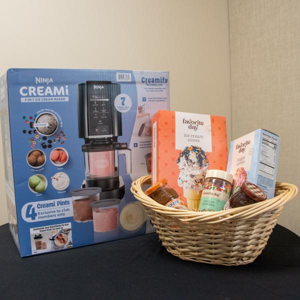 Ice cream maker gift basket.