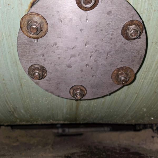 Penn College’s Bryan C. Schaefer, instructor of CNC machining and automation, manufactured this replacement for the defective part. He cut out a stainless-steel flange and rubber gasket with a water jet in the college’s Larry A. Ward Machining Technologies Center.