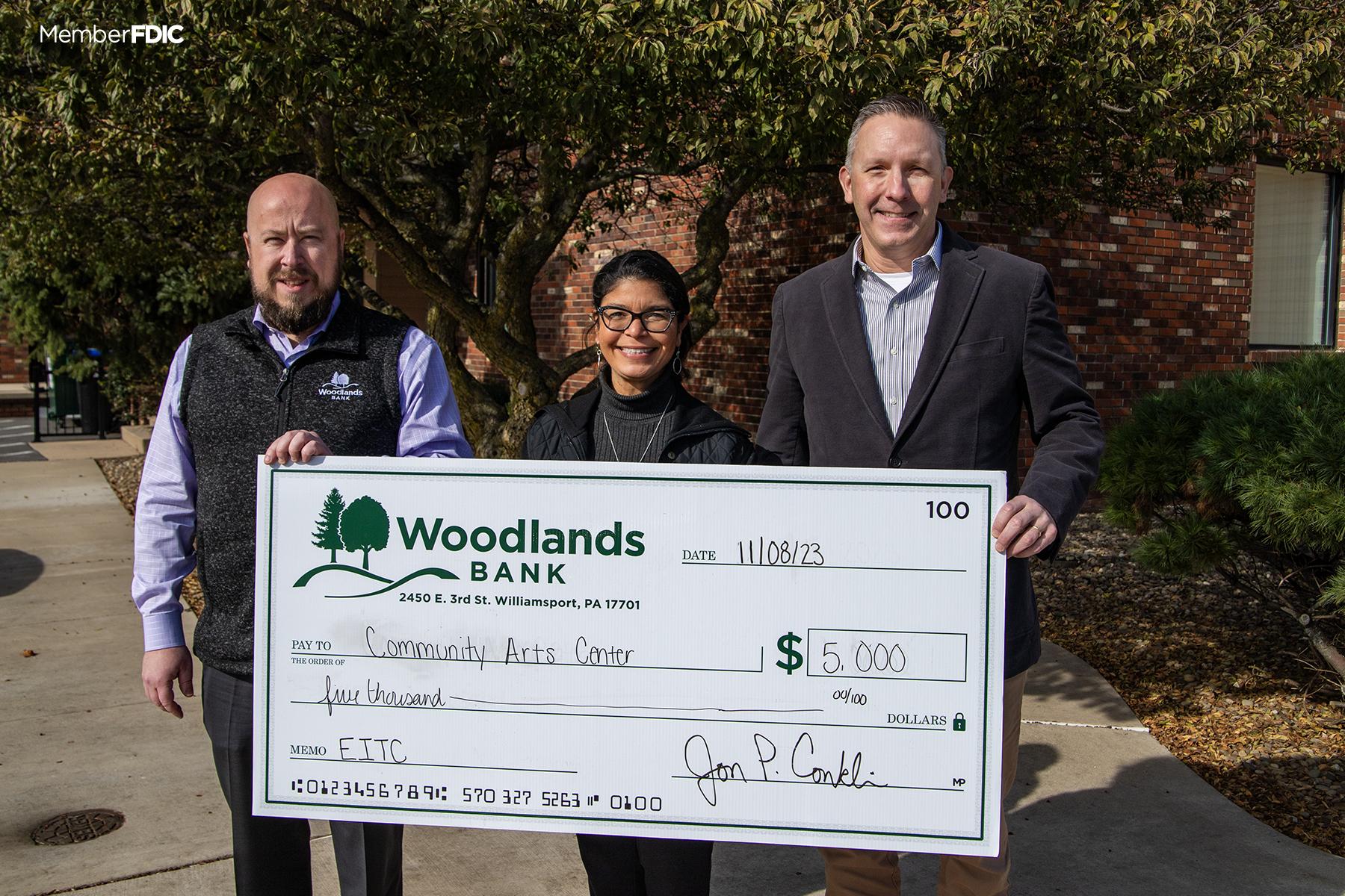 Community Arts Center awarded 5,000 from Woodlands Bank Pennsylvania