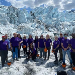 Students climb Matanuska Glacier in Alaska.