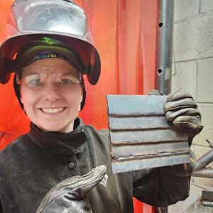 Webb displays her MIG joins ...