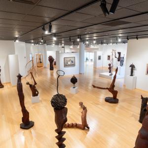 Sculptures and paintings are displayed in The Gallery at Penn College.