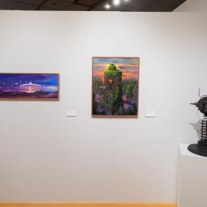 Sculptures and paintings are displayed in The Gallery at Penn College.