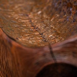 Detail of a wood sculpture by Paul Lehr.