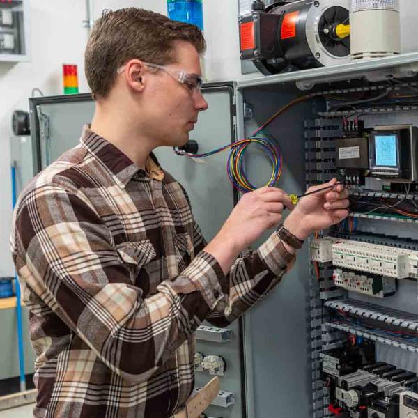 Student working in electrical lab