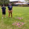 Students Ryan Fizer and Steven M. Gautsch made a point to plant flags to honor the memory of the lives lost in the terrorist attacks of Sept. 11, 2001.