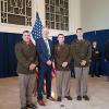 Three students in Army dress uniforms and the Penn College president.