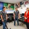 In Penn College's Baja Room, two students speak with Anna Paulson, president of the Federal Reserve Bank of Philadelphia.