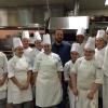 Chef Ben Vaughn (center), with Chef Charles R. Niedermyer's Advanced Patisserie Operations class on Wednesday morning