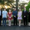 Five recipients of this semester's collegewide graduation awards gather with retiring Pennsylvania College of Technology President Davie Jane Gilmour and Michael J. Reed, who will assume the presidency on July 1. The students (from left) are Jesse James Walker, Lewis H. Bardo Memorial Award; Caila Nicole Flanagan, President's Award; Wesley Scott McCray, Lewis H. Bardo Memorial Award; Callie Alexandra Sobolewski, Rose Staiman Memorial Award; and Aaron Dylan McGarvey, Board of Directors' Award.