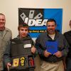 Electrical technology major Joseph L. Brubaker, of Port Trevorton, displays the digital multimeter he earned for recording the fastest time during the recent IDEAL National Championship qualifying event at Penn College. With Brubaker (from left) are: Eric W. Newcomer, electrical technology/occupations lecturer at the college; James Knight, of IDEAL; and Nick Smith, of Schaedler Yesco.