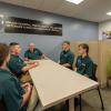 Chet Beaver (center), coordinator of veteran and military services at Pennsylvania College of Technology, interacts with veteran service assistants in this photo taken before pandemic masking protocols were instituted. Penn College is the recipient a $450,000 U.S. Department of Education Centers of Excellence for Veteran Student Success grant that will support veteran student recruitment and outreach over the next three years.